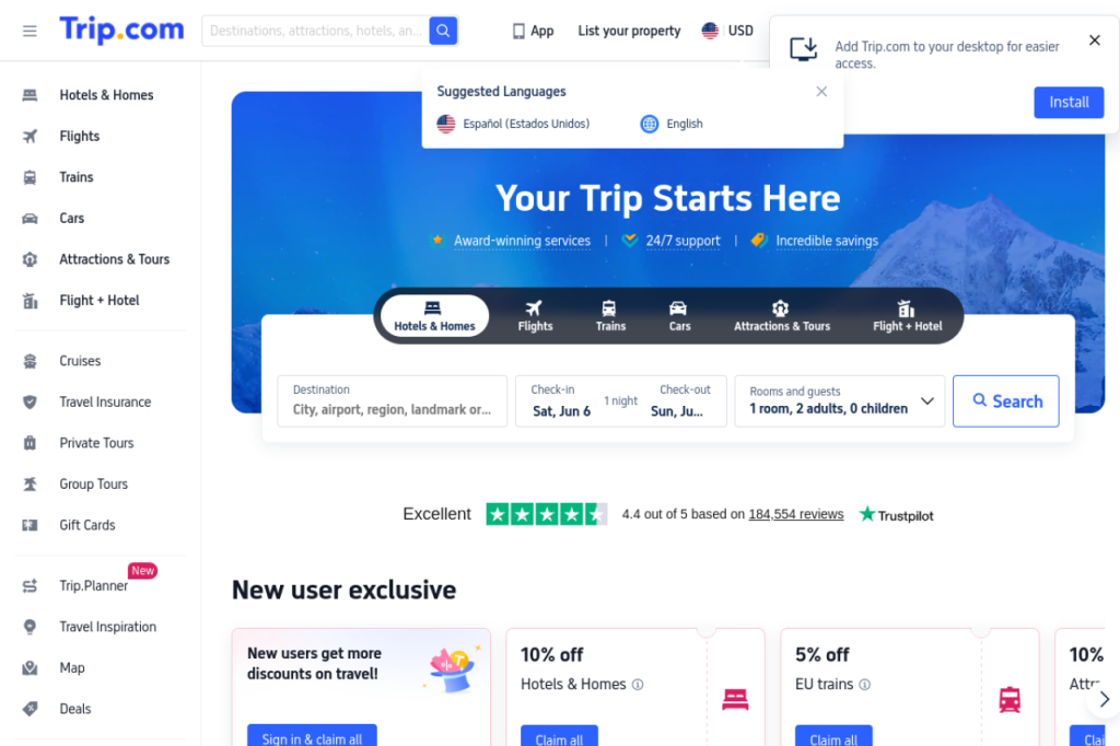 Trip.com — официальный сайт